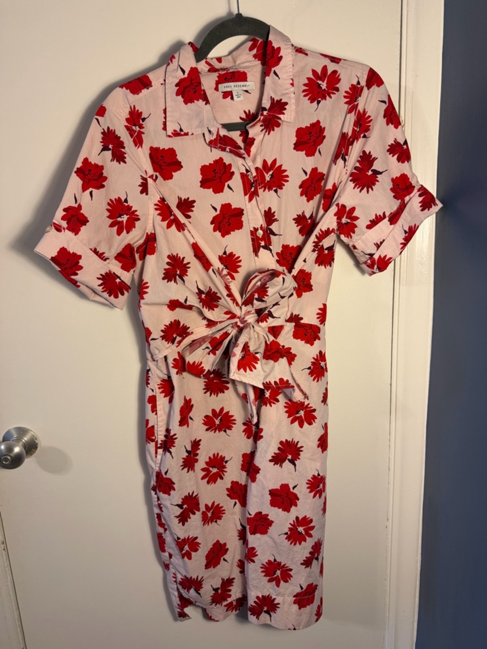 Free Assembly Pink Midi Shirt Dress size Large